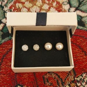 Faux pearl and clear stone studs